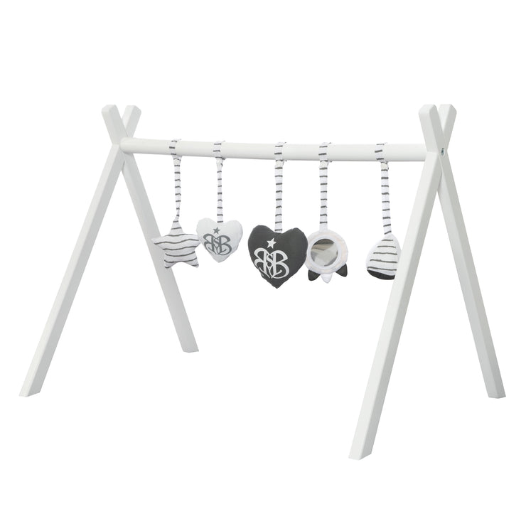 Trapecio de juego incl. set de juego 'Rock Star Baby' - arco de juego universal de madera lacada en blanco