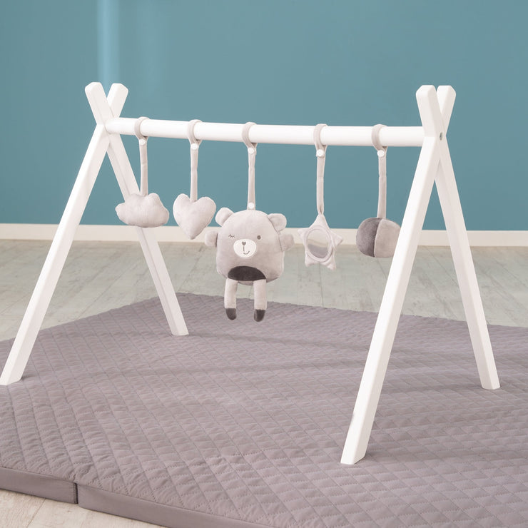 Play trapeze incl. play set 'roba Style' silver-grey - universal play arch made of white lacquered wood