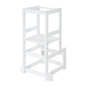 Torre de aprendizaje blanca, taburete seguro para niños, ideal como ayudante de cocina, hasta 80 kg