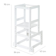 Lernturm weiß, sicherer Tritthocker für Kinder, ideal als Küchenhelfer, bis 80 kg belastbar