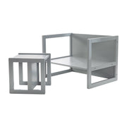 Ensemble de sièges pour enfants de style campagnard, tabouret + table, sièges pivotants, en gris