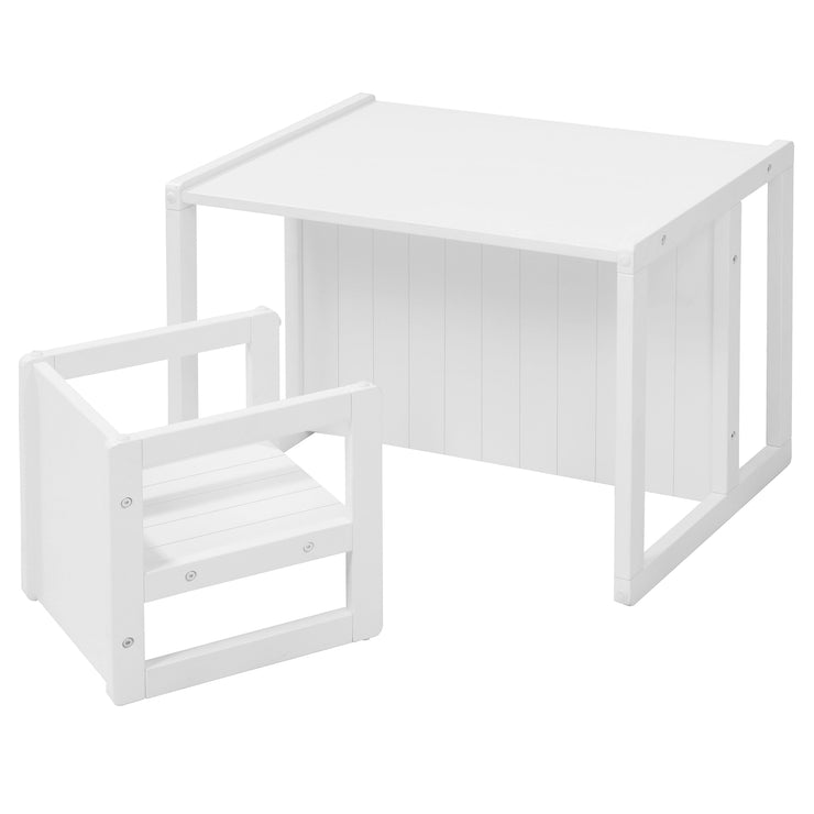 Ensemble de sièges pour enfants de style campagnard, tabouret + table, sièges pivotants, en blanc