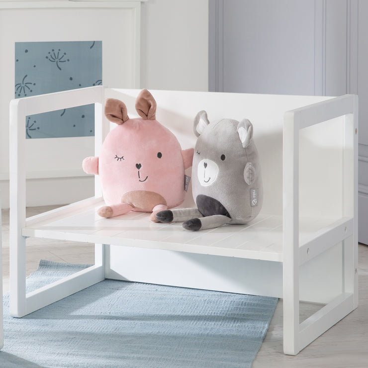 Siège pour enfants dans le style de la maison de campagne, tabouret + table, sièges rotatifs en blanc
