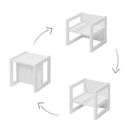 Siège pour enfants dans le style de la maison de campagne, tabouret + table, sièges rotatifs en blanc