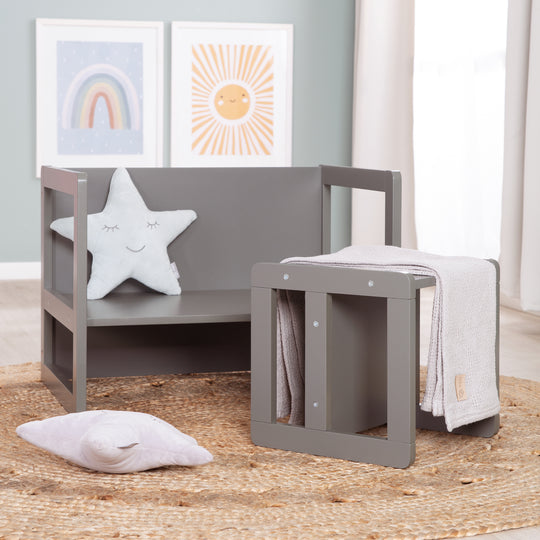 Ensemble de chaises pour enfants 3en1 - Tabouret réversible + table - Transformable - Anthracite