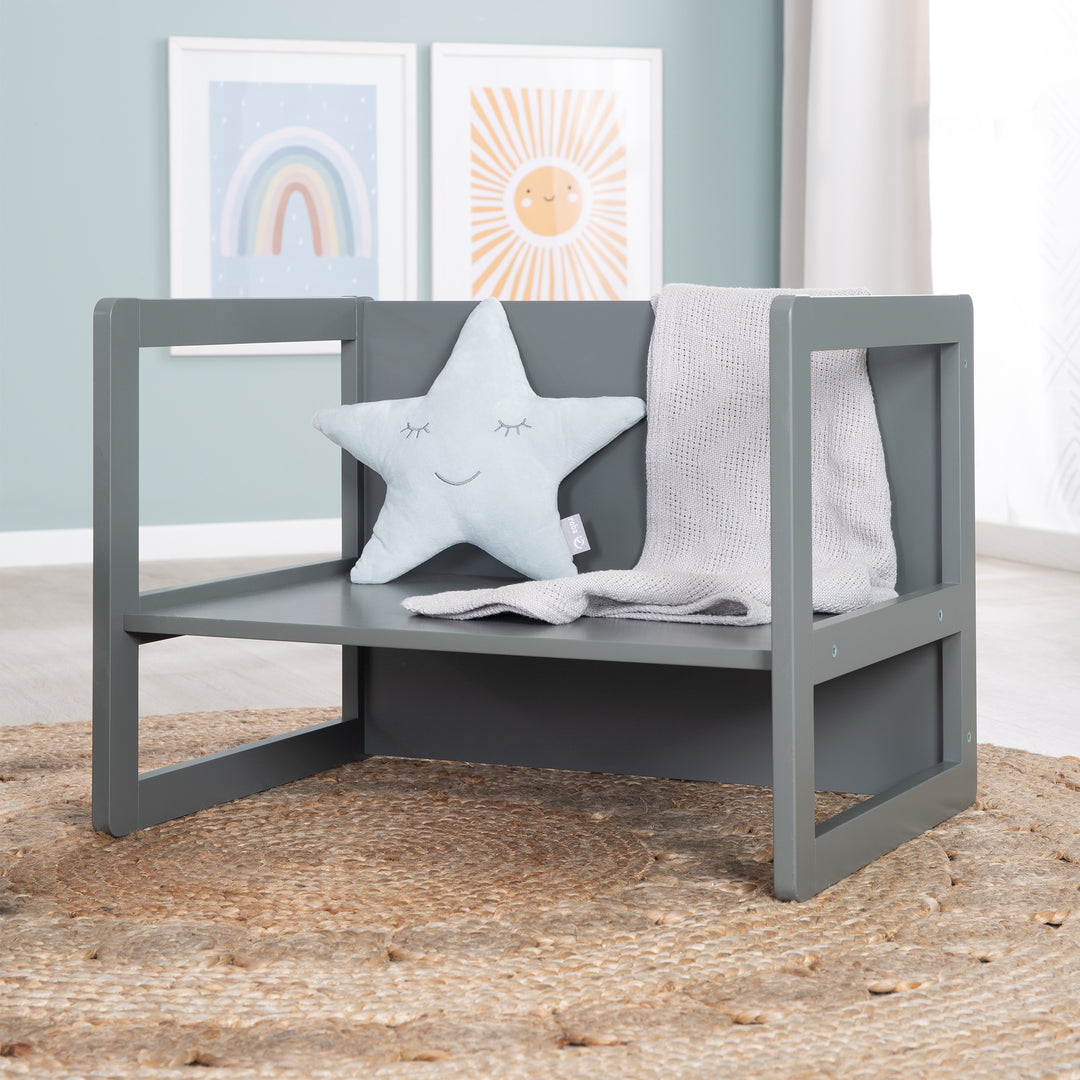 Ensemble de chaises pour enfants 3en1 - Tabouret réversible + table - Transformable - Anthracite