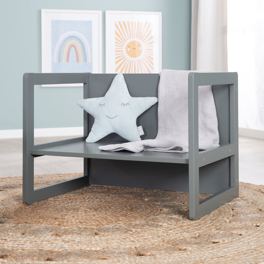 Ensemble de chaises pour enfants 3en1 - Tabouret réversible + table - Transformable - Anthracite