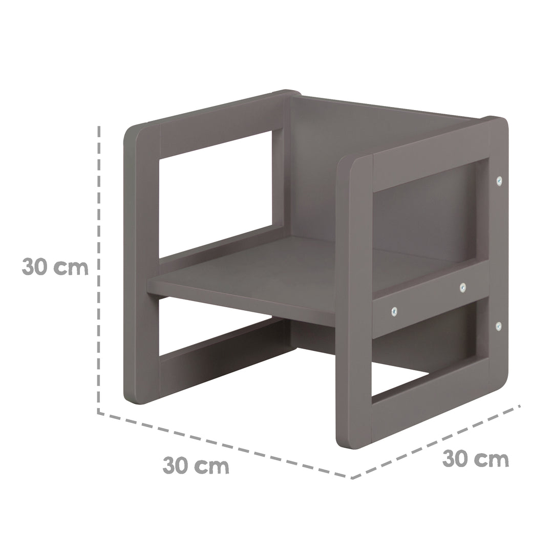 Ensemble de chaises pour enfants 3en1 - Tabouret réversible + table - Transformable - Anthracite