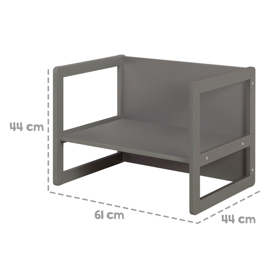 Ensemble de chaises pour enfants 3en1 - Tabouret réversible + table - Transformable - Anthracite