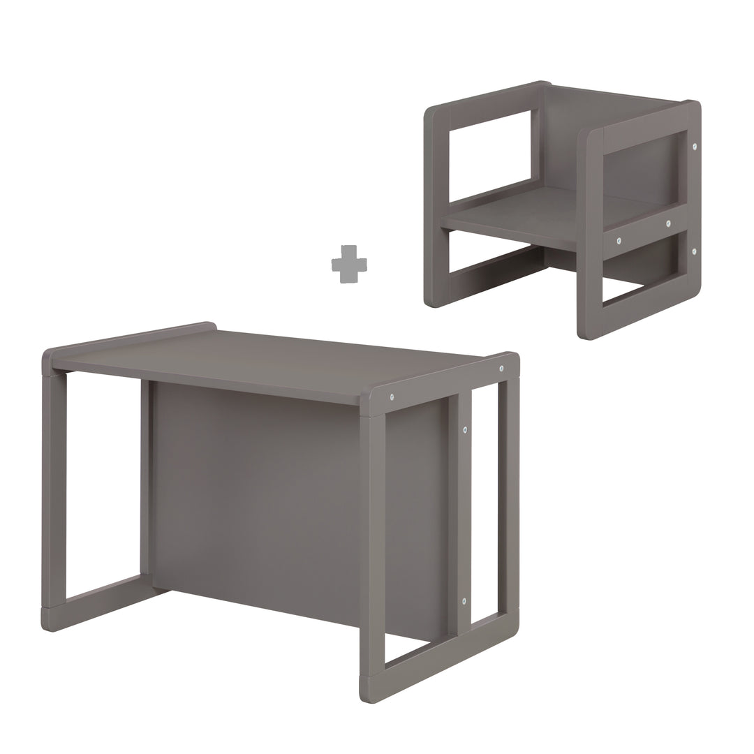 Ensemble de chaises pour enfants 3en1 - Tabouret réversible + table - Transformable - Anthracite