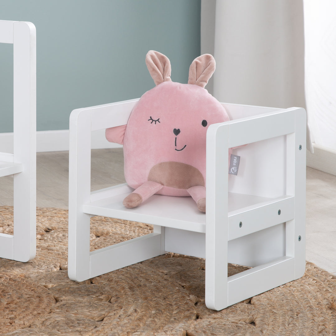 Ensemble de chaises pour enfants 3en1 - Tabouret réversible + table - Transformable - Blanc