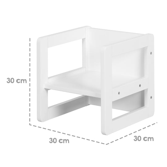 Ensemble de chaises pour enfants 3en1 - Tabouret réversible + table - Transformable - Blanc