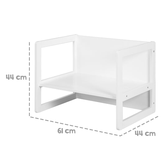 Ensemble de chaises pour enfants 3en1 - Tabouret réversible + table - Transformable - Blanc