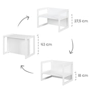 Grupo de asientos 3en1- Taburete y mesa reversibles - Blanco