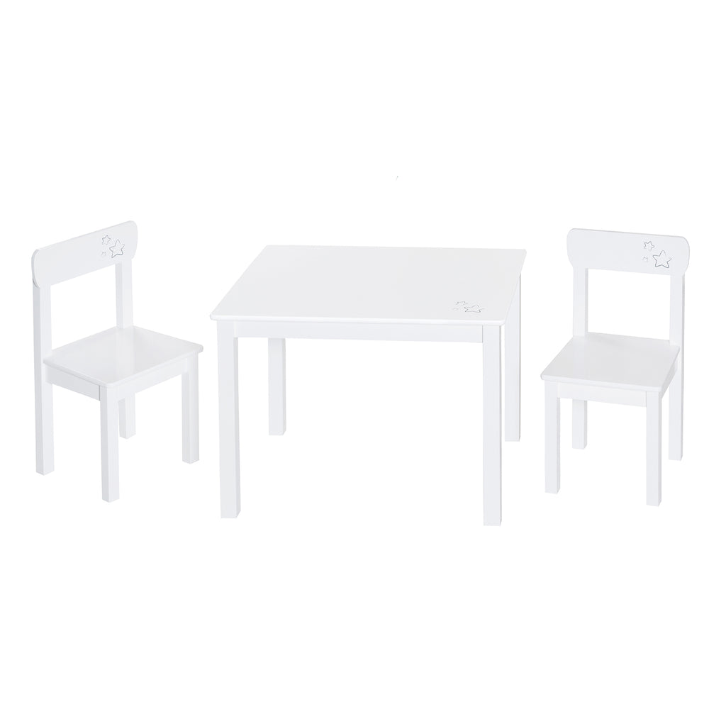 Kindersitzgruppe \'Little Stars\', 2 Kinderstühle & 1 Tisch, Holz, weiß – roba