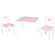 Kindersitzgruppe 'Krone', 2 Kinderstühlen & 1 Tisch, mit Prinzessin/Schloß/Einhorn, rosa