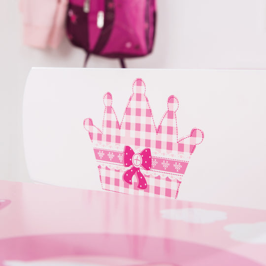 Dinette pour enfant 'Krone', 2 chaises et 1 table pour enfant, avec princesse / château / licorne, rose