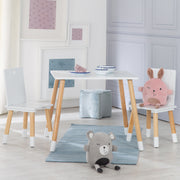 Kindersitzgruppe, Kindermöbel Set aus 2 Kinderstühlen & 1 Tisch, Holz, weiß lackiert