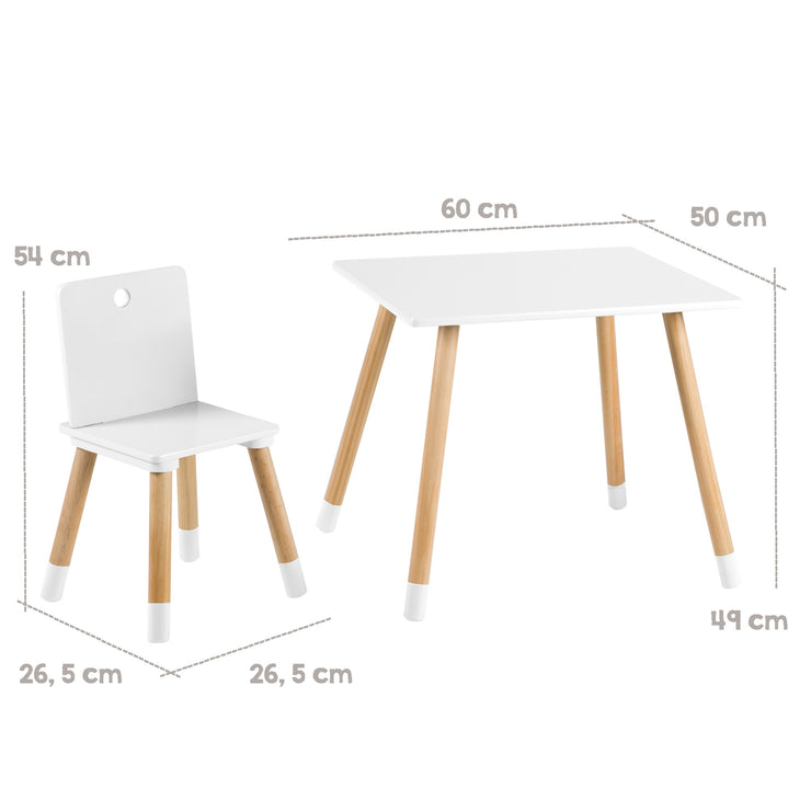 Kindersitzgruppe, Kindermöbel Set aus 2 Kinderstühlen & 1 Tisch, Holz, weiß lackiert