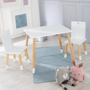 Ensemble de sièges, Set composé de 2 chaises et 1 table d'enfant, en bois blanc laqué