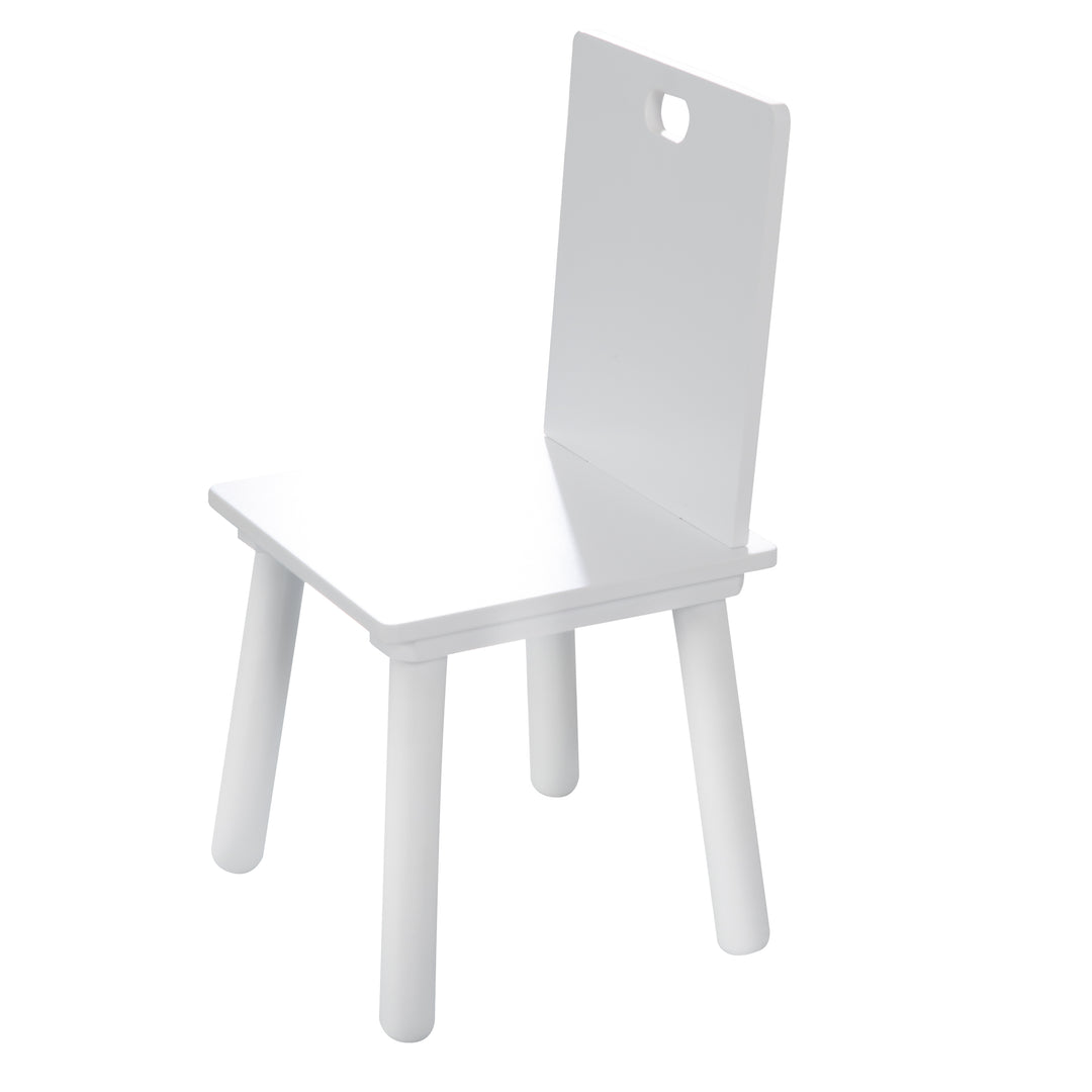 Ensemble de sièges, set composé de 2 chaises et un table pour enfant, en bois, blanc laqué