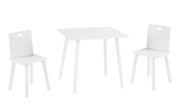 Ensemble de sièges, Set composé de 2 chaises et un table pour enfant, en bois, blanc laqué