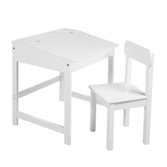 Bureau d'école avec chaise, tablette pliable avec amortisseurs, rainures de rangement fraisées