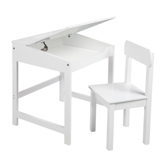 Bureau d'école avec chaise, tablette pliable avec amortisseurs, rainures de rangement fraisées