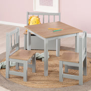 Ensemble de sièges pour enfants 'Woody' - 2 Chaises & 1 Table - Taupe laqué - Décor bois