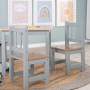 Groupe de sièges pour enfants 'Woody' - 2 chaises et 1 table - Taupe peint - décor en bois