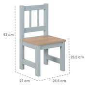 Groupe de sièges pour enfants 'Woody' - 2 chaises et 1 table - Taupe peint - décor en bois