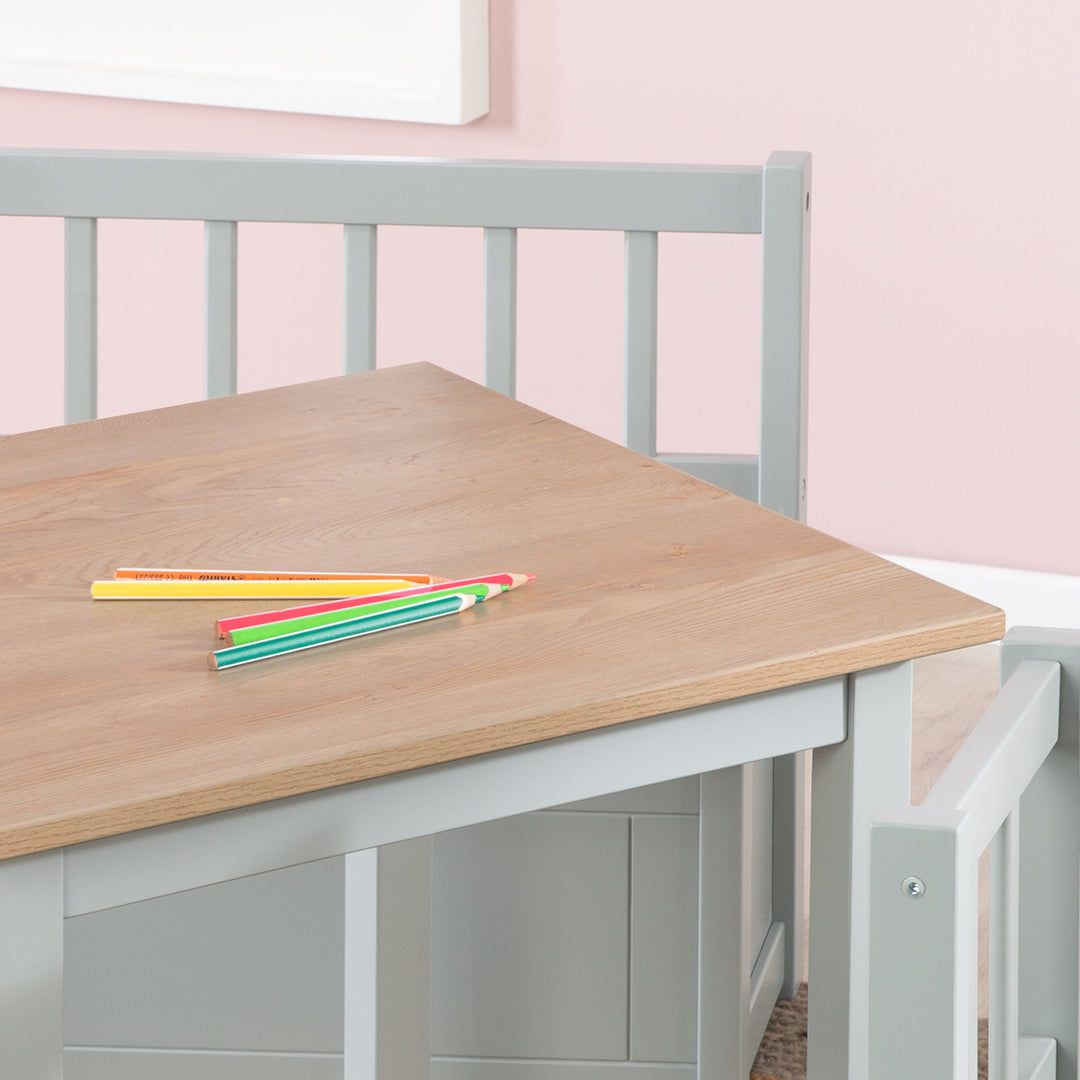 Ensemble de sièges 'Woody' - 2 chaises + table - Taupe laqué - Décor bois