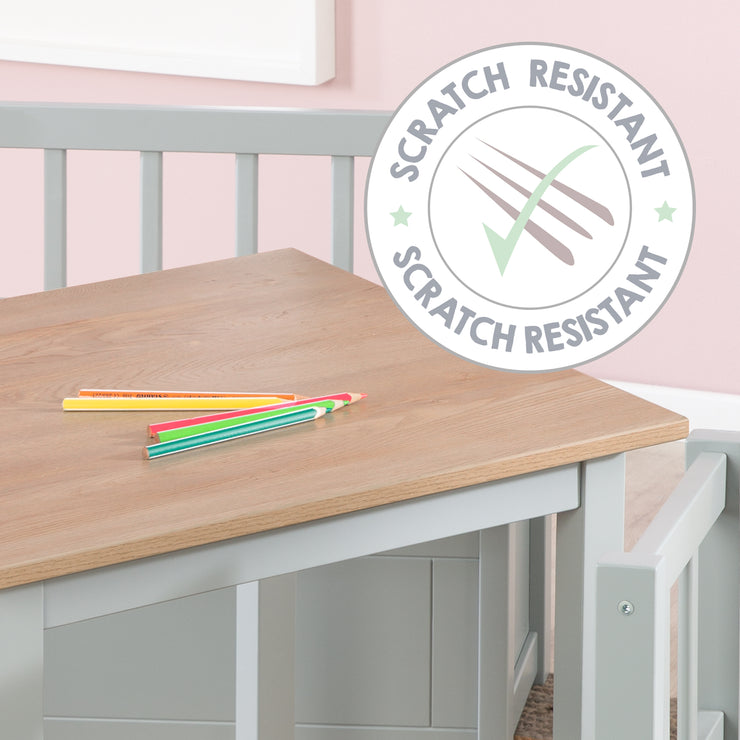 Groupe de sièges pour enfants 'Woody' - 2 chaises et 1 table - Taupe peint - décor en bois
