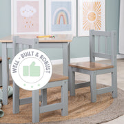 Groupe de sièges pour enfants 'Woody' - 2 chaises et 1 table - Taupe peint - décor en bois