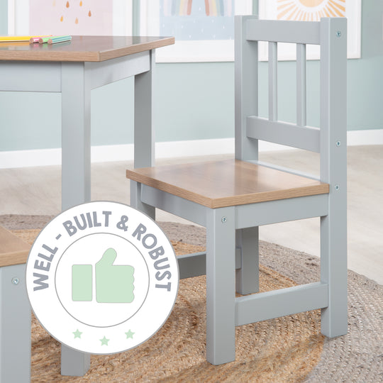 Ensemble de sièges 'Woody' - 2 chaises + table - Taupe laqué - Décor bois