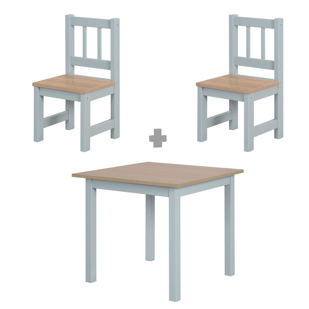 Ensemble de sièges 'Woody' - 2 chaises + table - Taupe laqué - Décor bois