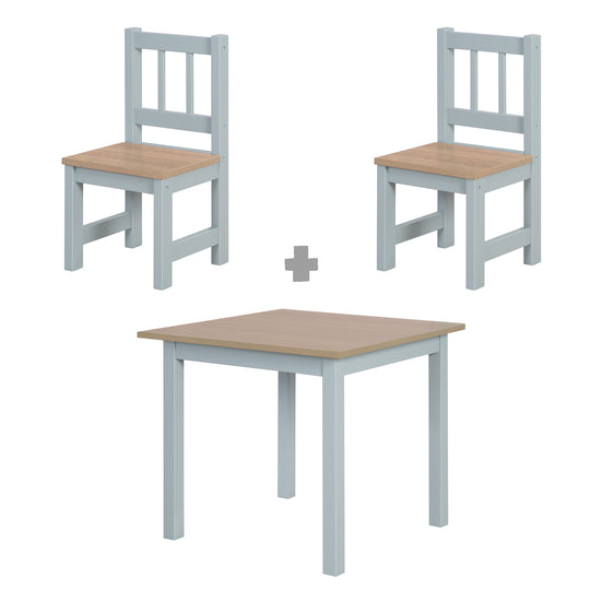 Ensemble de sièges 'Woody' - 2 chaises + table - Taupe laqué - Décor bois