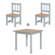 Groupe de sièges pour enfants 'Woody' - 2 chaises et 1 table - Taupe peint - décor en bois