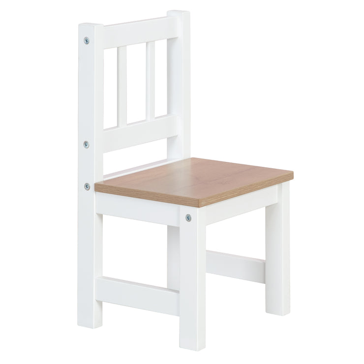 Ensemble de sièges pour enfants "Woody" - 2 Chaises & 1 Table - Laqué blanc - Décor bois