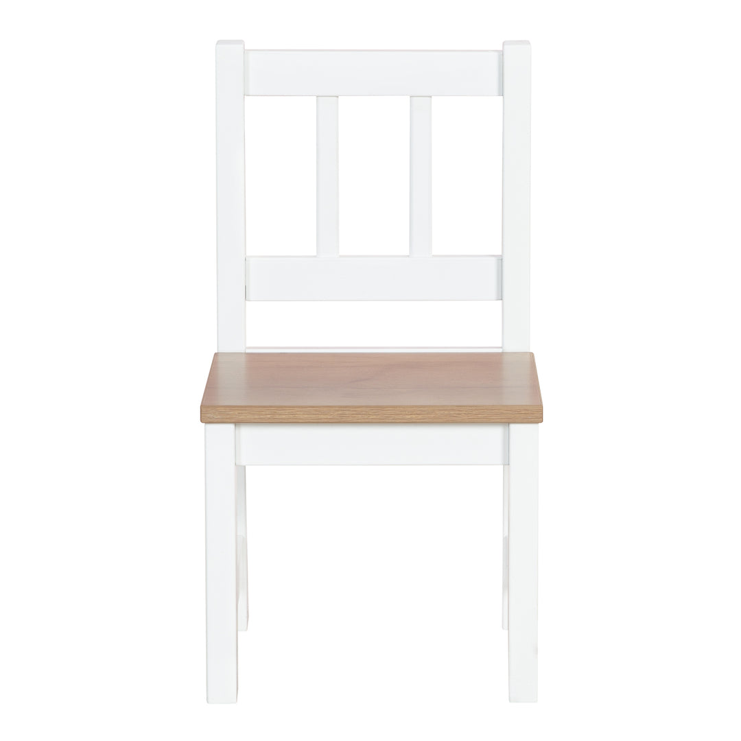 Ensemble de sièges 'Woody' - 2 chaises + table - Laqué blanc - Décor bois