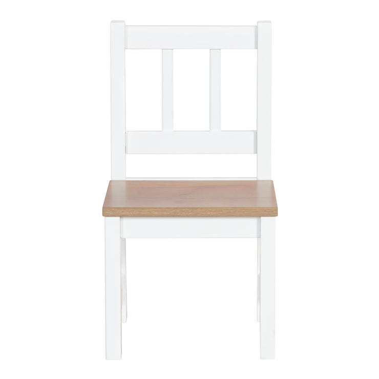 Ensemble de sièges pour enfants "Woody" - 2 Chaises & 1 Table - Laqué blanc - Décor bois