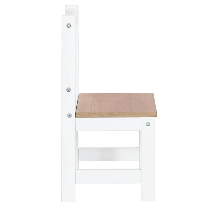 Ensemble de sièges pour enfants "Woody" - 2 Chaises & 1 Table - Laqué blanc - Décor bois