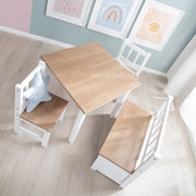 Juego de sillas para niños "Woody" - 2 Sillas y 1 mesa - Lacado blanco - Wood decor