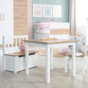 Children's Seating Set 'Woody' - 2 Chairs & 1 Table - White Lacquered - Wood Decor