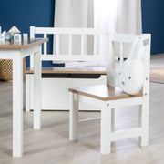 Ensemble de sièges pour enfants "Woody" - 2 Chaises & 1 Table - Laqué blanc - Décor bois