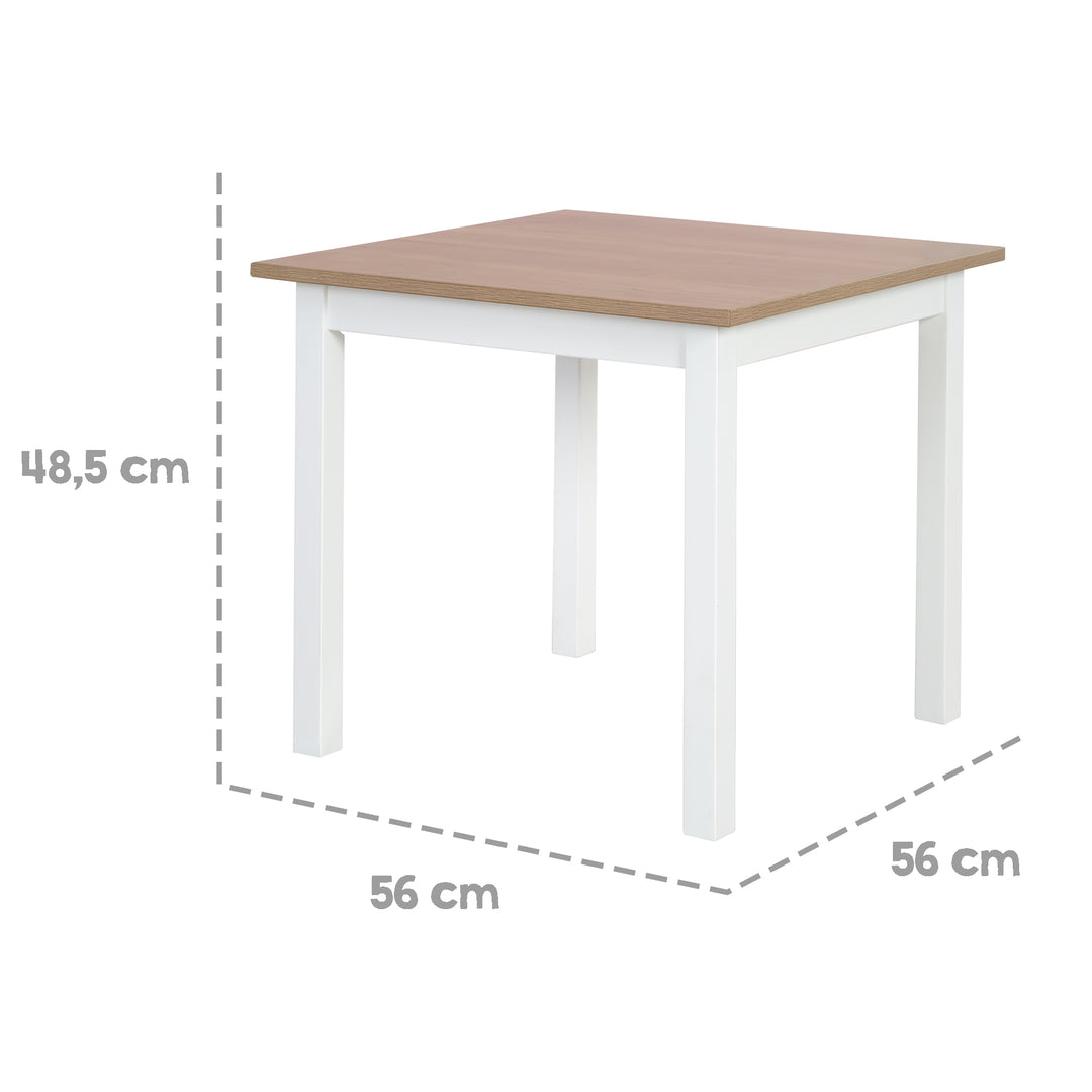 Ensemble de sièges 'Woody' - 2 chaises + table - Laqué blanc - Décor bois