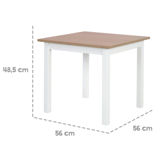 Ensemble de sièges 'Woody' - 2 chaises + table - Laqué blanc - Décor bois