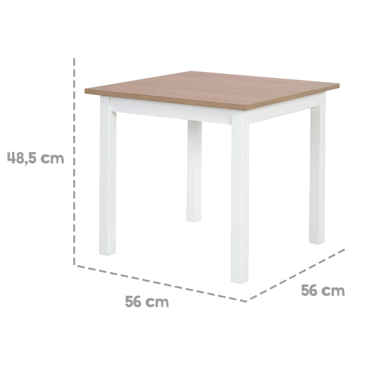 Ensemble de sièges pour enfants "Woody" - 2 Chaises & 1 Table - Laqué blanc - Décor bois