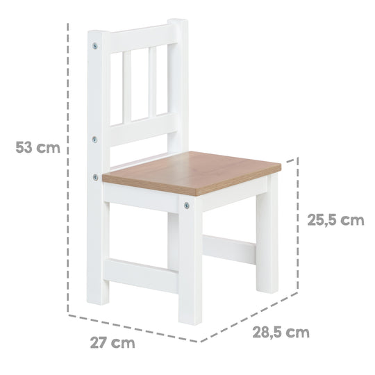 Ensemble de sièges 'Woody' - 2 chaises + table - Laqué blanc - Décor bois