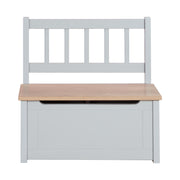 Banc et coffre pour enfants "Woody" - Coffre à jouets en bois naturel/gris - Frein de couvercle inclus